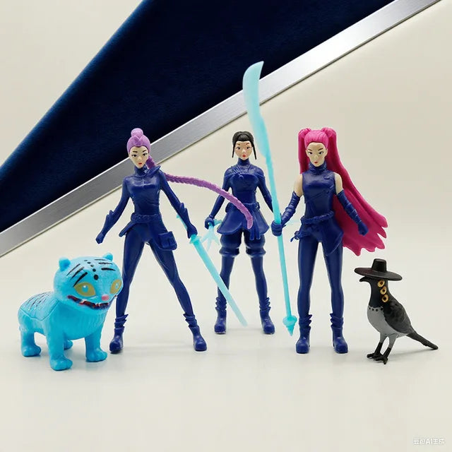 5pcs Kpop Demon Hunters PVC Figure Set Cartoon Anime Gaming Model Dolls Desk Decoration Collectible Toy Set Kids Gift